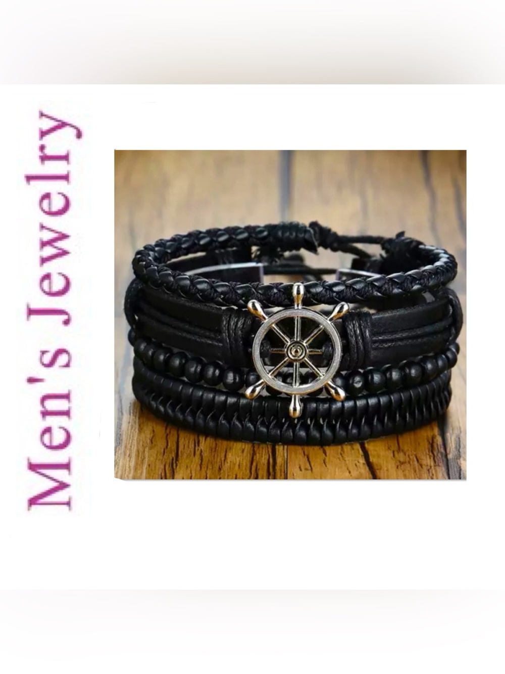 🌟🌟 Men’s 4pc Genuine Leather Bracelets
